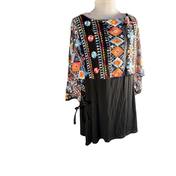Raozoli Colorful Embroidery Blouse Tunic Women Size Large - Picture 2 of 10